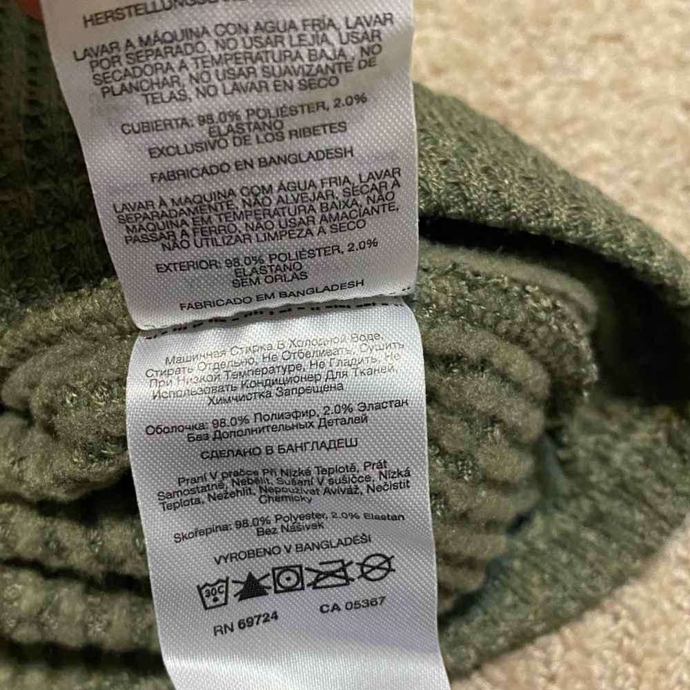 {Columbia} Holly Hideaway Waffle Cowl Neck Pullover | Olive Green ~ Size Medium - Picture 14 of 15